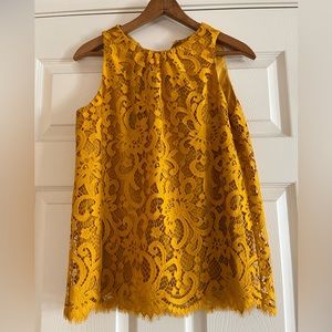 LOFT XS excellent condition gold/yellow lace top